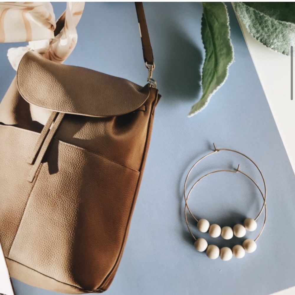 Natalie Borton Sydney hoops in cream and black